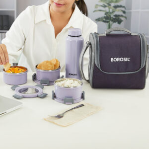 Glory Round Lunchbox with Stainless Steel Bottle, Lavender image 16