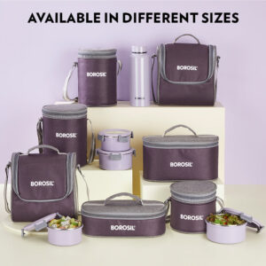Glory Round Lunchbox with Stainless Steel Bottle, Lavender image 17