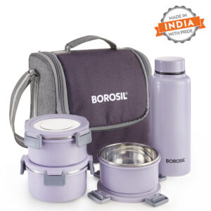Glory Round Lunchbox with Stainless Steel Bottle, Lavender image 9