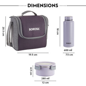 Glory Round Lunchbox with Stainless Steel Bottle, Lavender image 10