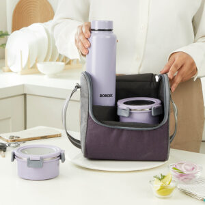 Glory Round Lunchbox with Stainless Steel Bottle, Lavender image 14