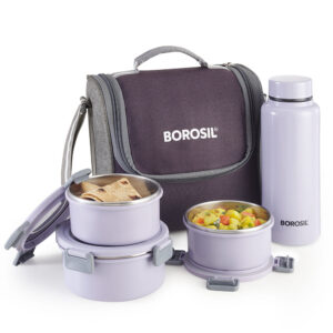 Glory Round Lunchbox with Stainless Steel Bottle, Lavender image 2