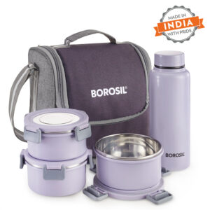 Glory Round Lunchbox with Stainless Steel Bottle, Lavender image 3