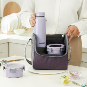 Glory Round Lunchbox with Stainless Steel Bottle, Lavender image 5