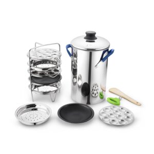 JVL Thatte Idly Maker with Triply Base - 5 Thatte Idly Plates, 5 Steamer Plates, 5 Mini Idly Plates(Full Set)
