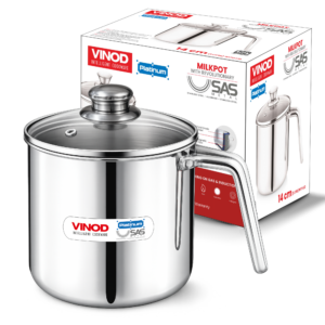 Vinod Platinum Triply Milk Pot 2 Litre - 14 cm with Glass Lid image 8