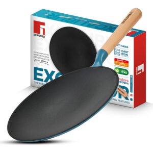 Excalibur Light Cast Iron Roti Tawa 26cm - Induction Bottom - Blue