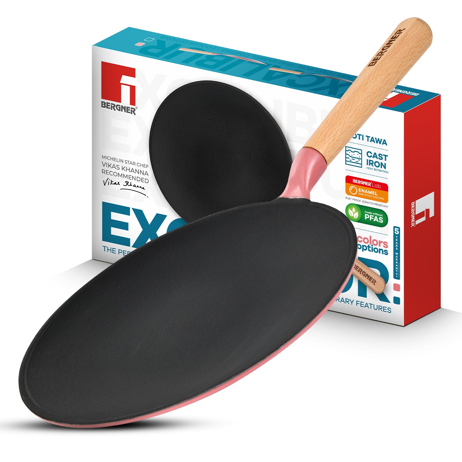 Excalibur Light Cast Iron Roti Tawa 26cm - Induction Bottom