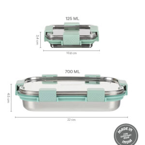Slim Rectangular Stainless Steel Lunch Box, Green image 3