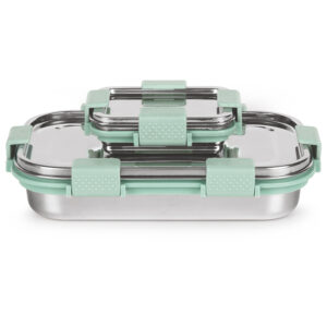 Slim Rectangular Stainless Steel Lunch Box, Green image 6