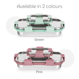 Slim Rectangular Stainless Steel Lunch Box, Pink image 8