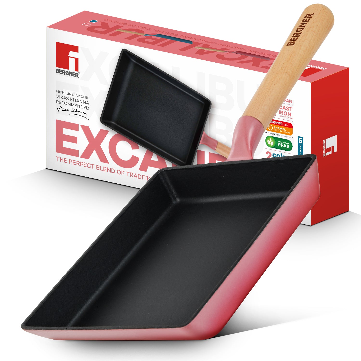 Excalibur Light Cast Iron 23x18cm Square Pan - Induction Bottom