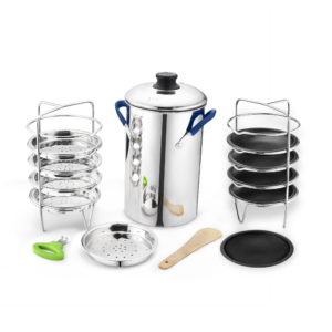 JVL Thatte Idly Maker with Triply Base - 5 Thatte Idly Plates, 5 Steamer Plates