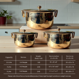 Tamira Pure Brass Patila / Tope With Lid, 5 Litre image 5