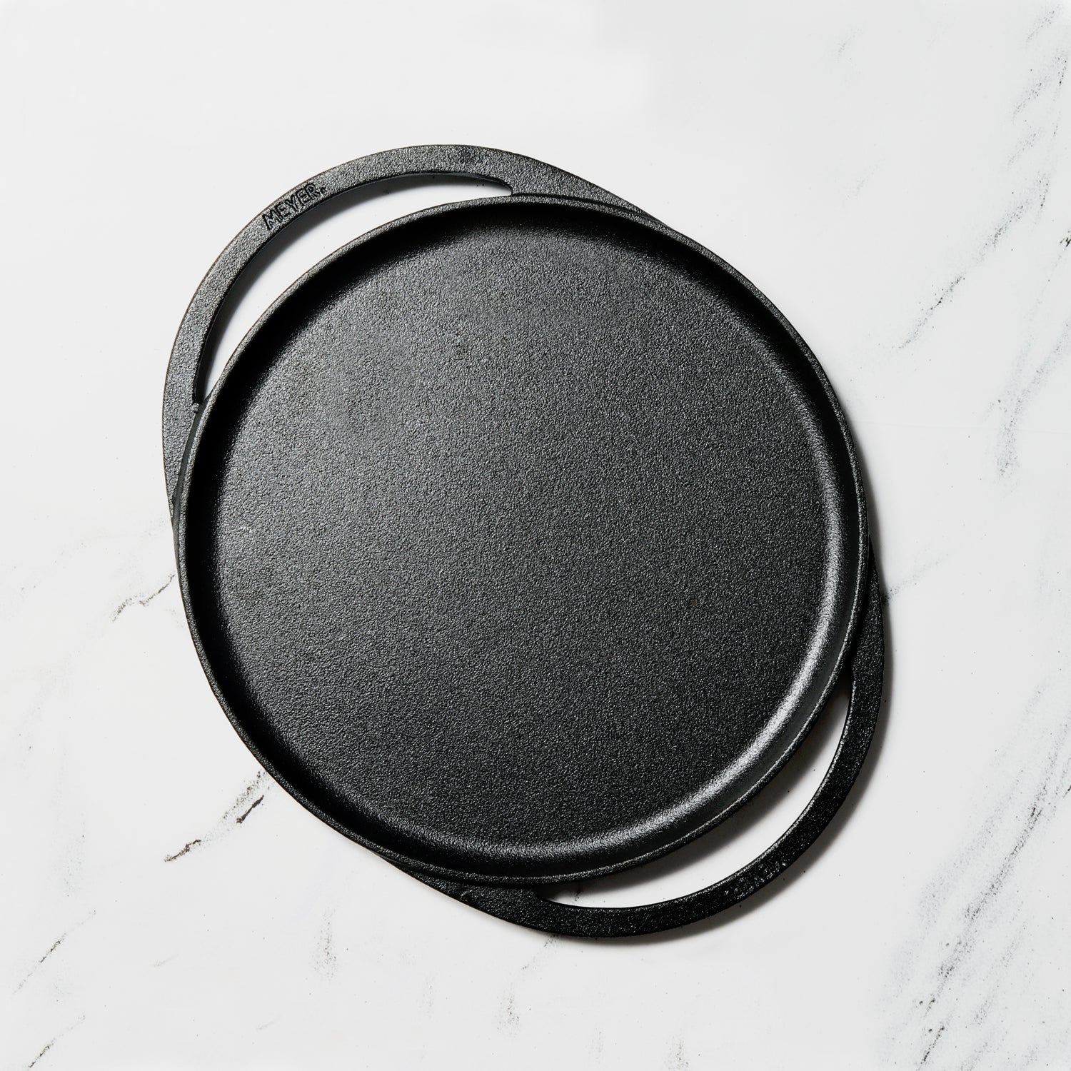 Meyer Pre-Seasoned Cast Iron Two-Side-Handle Flat Tawa, 30 cm | Naturally Non-Stick, Induction & Gas