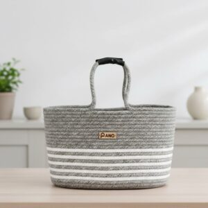 Pano Monaco Multi-Purpose Tote Hand Basket | Foldable Storage Organiser - Light Grey