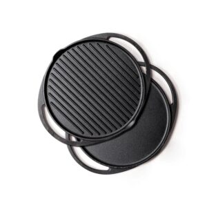 Meyer Pre-Seasoned Cast Iron 2-in-1 Grill & Griddle, 30 cm | Reversible Grill Pan + Dosa Tawa image 2