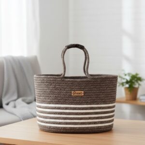 Pano Monaco Multi-Purpose Tote Hand Basket | Foldable Storage Organiser - Brown