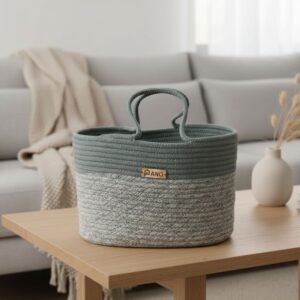 Pano Corsica Multi-Purpose Foldable Hand Basket Bag | Storage & Shopping Organiser - LT. Green