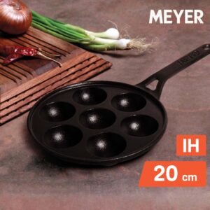 Meyer Pre-Seasoned Cast Iron Appam / Paniyaram Pan | 20 & 26 cm | Induction & Gas Compatible image 2