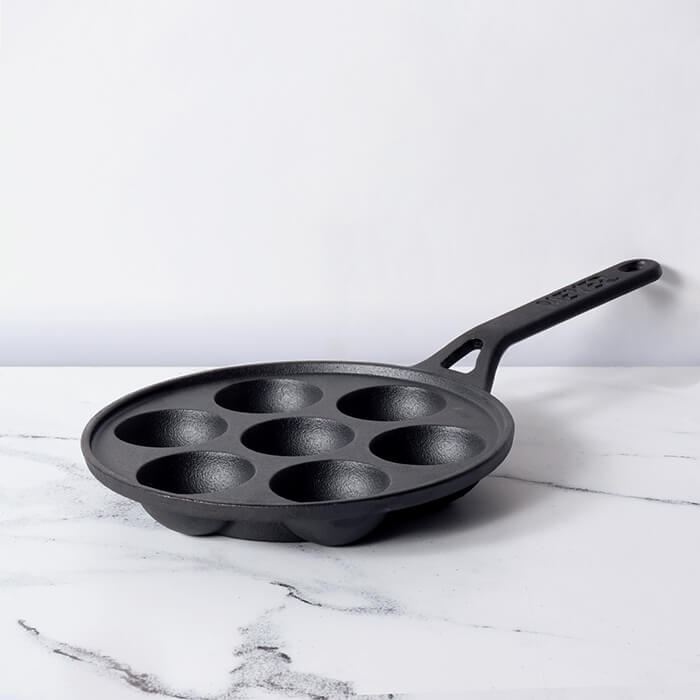 Meyer Pre-Seasoned Cast Iron Appam / Paniyaram Pan | 20 & 26 cm | Induction & Gas Compatible