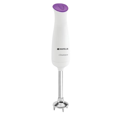 Havells Classique-S 300W Low-Noise Hand Blender, Violet & White — Bihari Bartan Bhandar