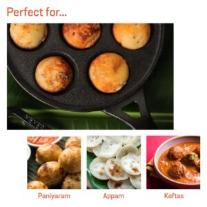 Meyer Pre-Seasoned Cast Iron Appam / Paniyaram Pan | 20 & 26 cm | Induction & Gas Compatible image 3