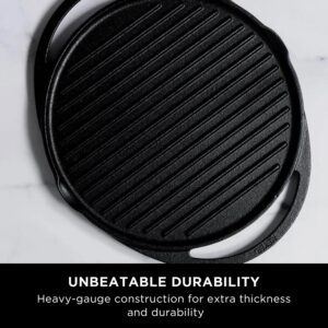Meyer Pre-Seasoned Cast Iron 2-in-1 Grill & Griddle, 30 cm | Reversible Grill Pan + Dosa Tawa image 3