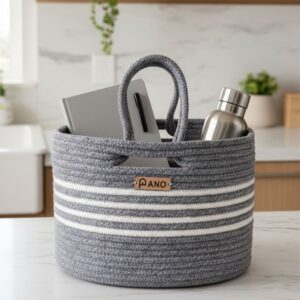 Pano Elora Multi-Purpose Tote Hand Basket | Foldable Storage Organiser - Gray