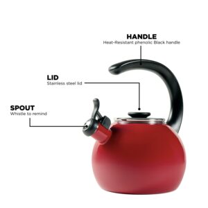 Circulon Enamel-on-Steel Whistling Stovetop Tea Kettle, 1.9 L | Fast-Boil, Induction & Gas Compatible image 2