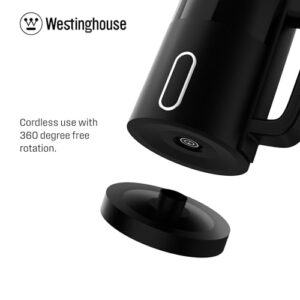 Westinghouse 0.8L 1000W Compact Electric Kettle, Stainless Steel Inner Body | 360° Cordless, Auto Shut-Off & Boil-Dry Protection | WKWKL1808 (Black), 2 Years Warranty image 6