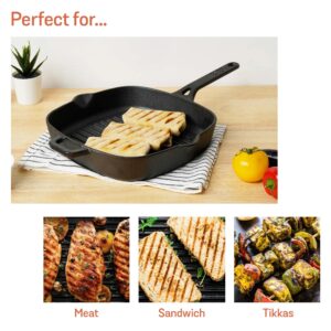 Meyer Pre-Seasoned Cast Iron Grill Pan, 25 cm | Char Sear Marks, Induction & Gas Compatible image 6