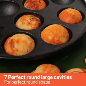 Meyer Pre-Seasoned Cast Iron Appam / Paniyaram Pan | 20 & 26 cm | Induction & Gas Compatible image 4