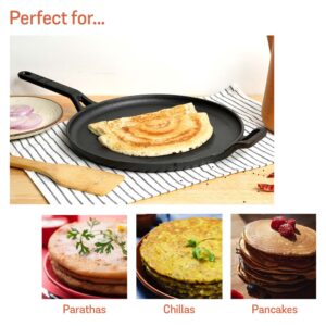 Meyer Pre-Seasoned Cast Iron Flat Dosa Tawa | 24 & 28 cm | Naturally Non-Stick, Induction & Gas Compatible image 4