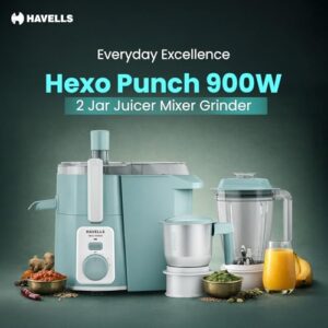 Havells Hexo Punch 900W Juicer Mixer Grinder (JMG), 2 Jars image 2