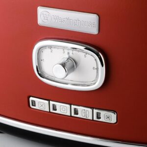 Westinghouse Retro 2-Slice 800W Pop-Up Toaster | 6 Browning Levels, Bun Warmer, Defrost & Reheat, Removable Crumb Tray | 2 Years Warranty image 2