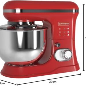 Westinghouse 1200W Stand Mixer, 5L Stainless Steel Bowl, Tilt-Head | 6-Speed + Pulse, Dough Hook, Flat Beater & Whisk | Retro Red, 2 Years Warranty image 6