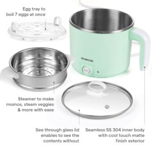 Borosil 1.2L Klassic Made in India Electric Steel Kettle with Steamer | Temperature Control Knob, Overheat Protection | For Boiling & Steaming Vegetables, Momo, Egg, Tea, Coffee | 1 Year Warranty image 4
