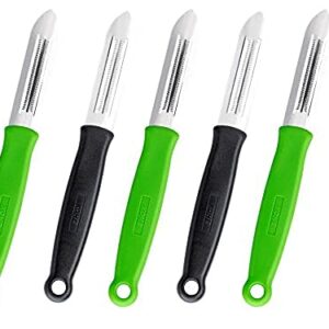 KOHE Classic Serrated Double-Edged Stainless Steel Vegetable & Fruit Peeler (Assorted Colours) - Pack of 3