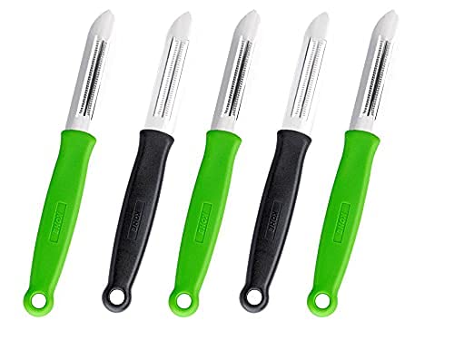KOHE Classic Serrated Double-Edged Stainless Steel Vegetable & Fruit Peeler (Assorted Colours)