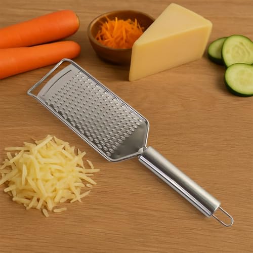 Supermom Multipurpose Stainless Steel Grater & Shredder | For Cheese, Vegetables, Potatoes, Carrots & Ginger | Handheld with Protective Grip