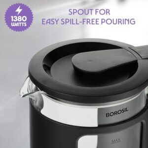Borosil 1380 W Cooltouch 1.5L Electric Glass Kettle | Borosilicate Glass Body with Blue LED | Cool Touch Exterior | Auto Shut Off | 360° Base | 2 Year Warranty image 6
