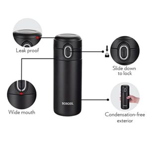 Borosil Traveller 300ml Vacuum Insulated Steel Water Bottle, Black image 4