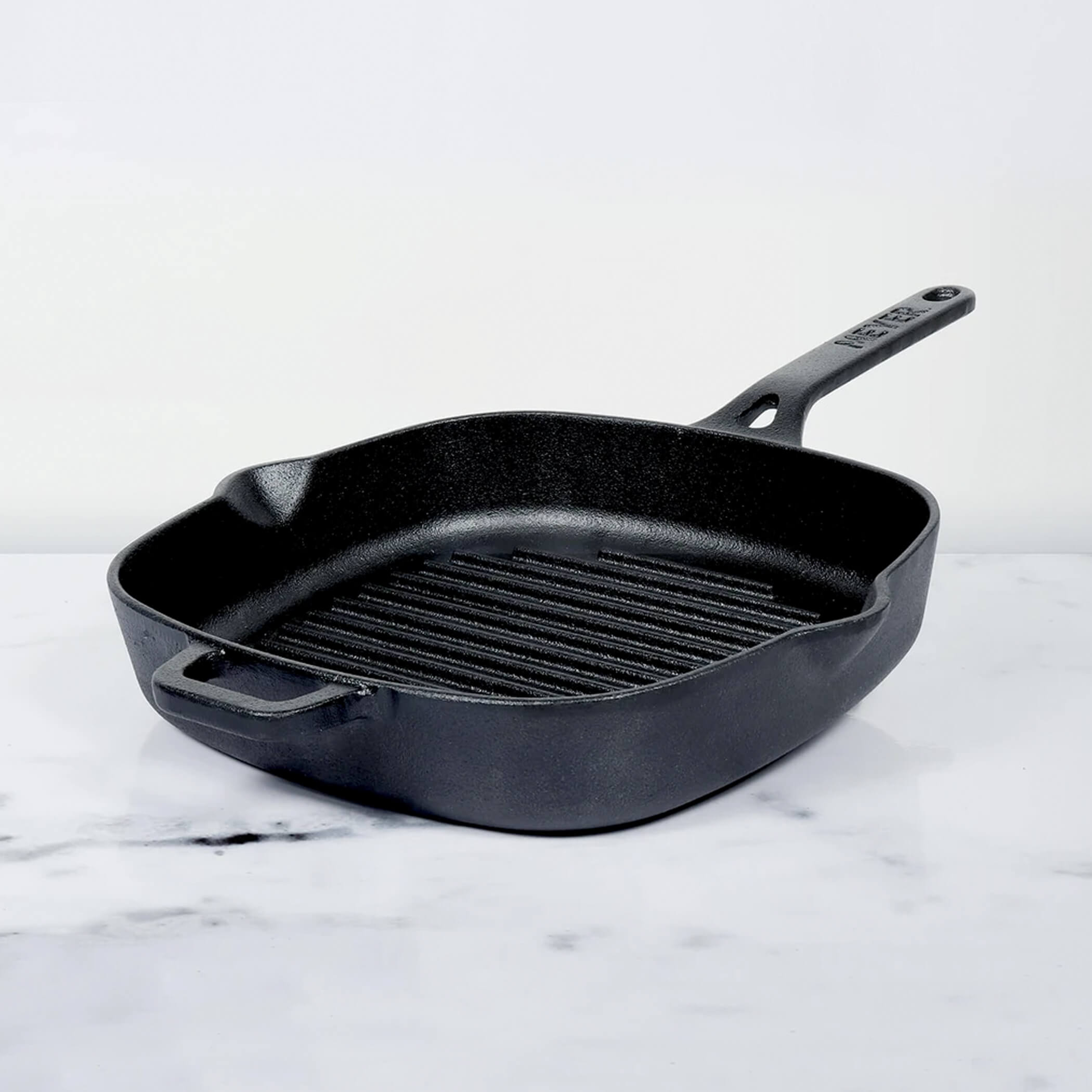 Meyer Pre-Seasoned Cast Iron Grill Pan, 25 cm | Char Sear Marks, Induction & Gas Compatible
