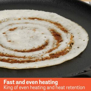 Meyer Pre-Seasoned Cast Iron Flat Dosa Tawa | 24 & 28 cm | Naturally Non-Stick, Induction & Gas Compatible image 6