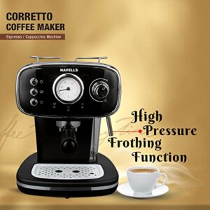 Havells Corretto Espresso & Cappuccino Coffee Maker, 15-Bar Pump image 4