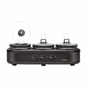 Pringle FW1806 Electric Triple Slow Cooker, 4.5L (1.5L x 3 Pots) - Black