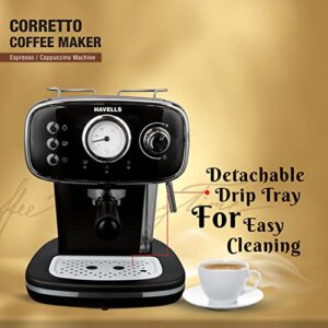Havells Corretto Espresso & Cappuccino Coffee Maker, 15-Bar Pump image 5
