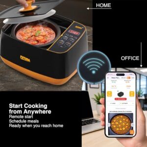 Hawkins Futura Smart Pot with Smart App, 2 Litre Smart Electric Cooker | Wi-Fi App Control | Automatic Rice Cooking | Slow Cooking, Sauté, Fry, Steam & Warm Functions | 100+ Guided Recipes | Portable Table-Top Cooker | Black (FSP1W) image 6