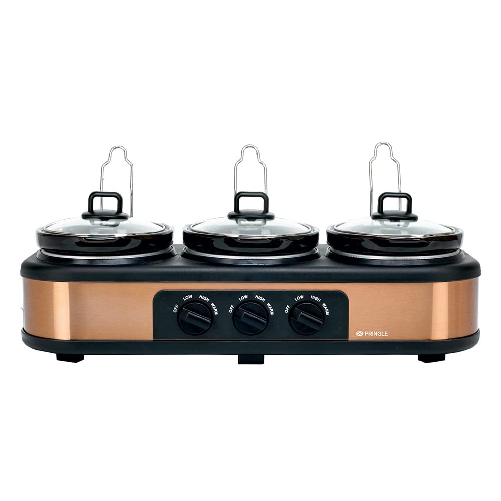 Pringle FW1806 Electric Triple Slow Cooker, 4.5L (1.5L x 3 Pots)